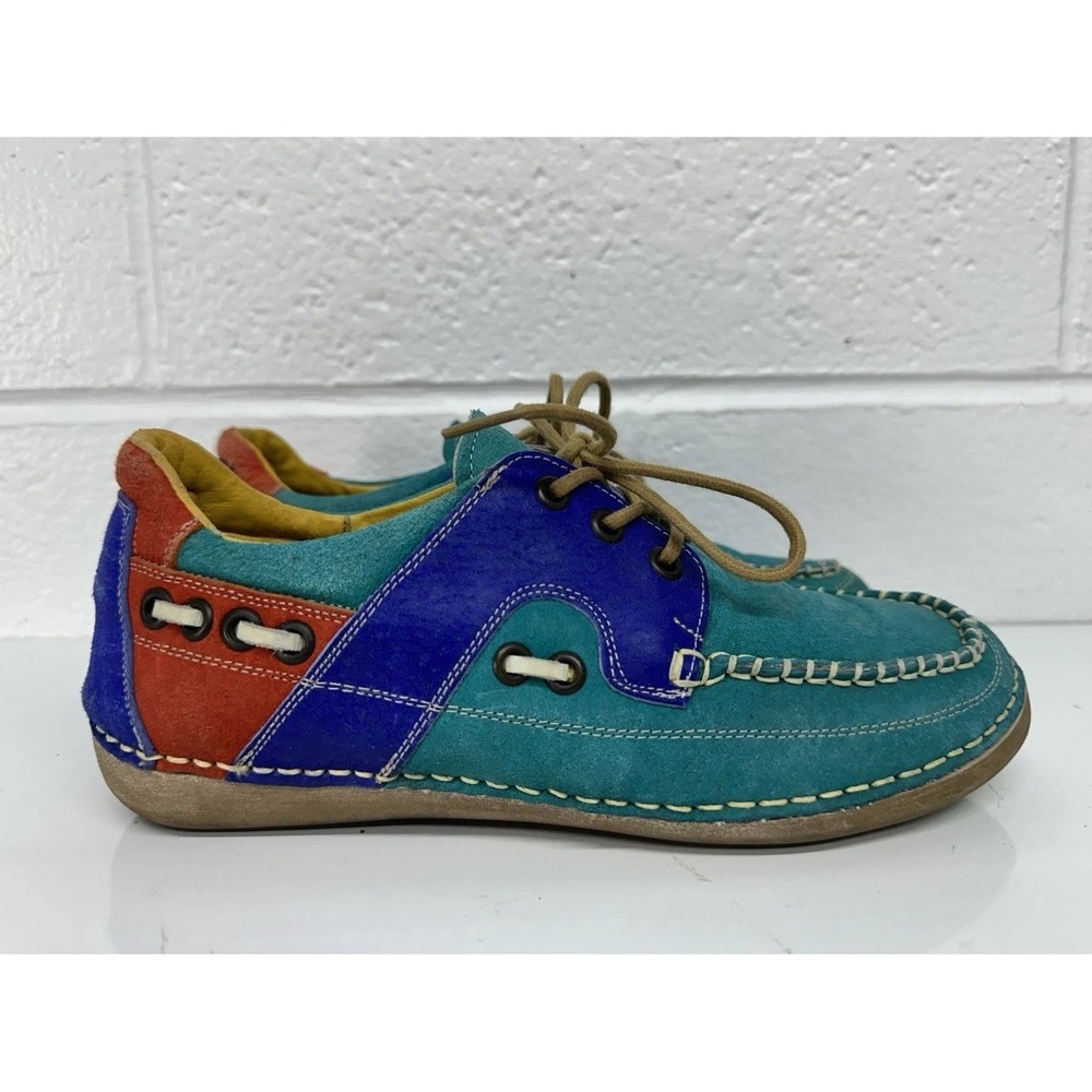 Cinch Womens Boat Shoes Casual Moccasin 7 B Multi Color Block Lace Up Leather‎